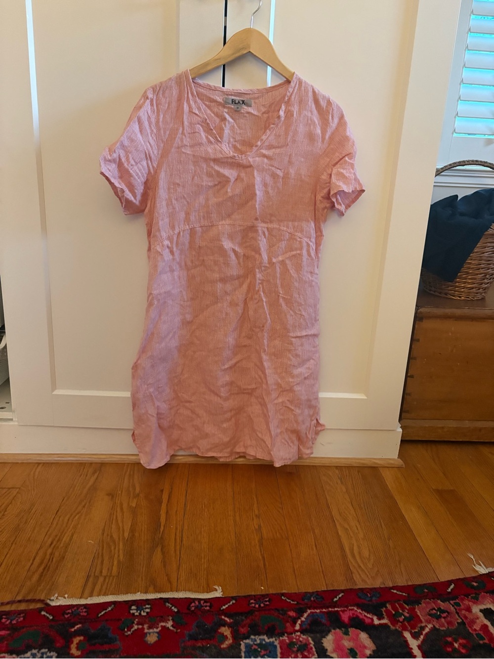 FLAX brand Petite Red Pinstripe Dress
